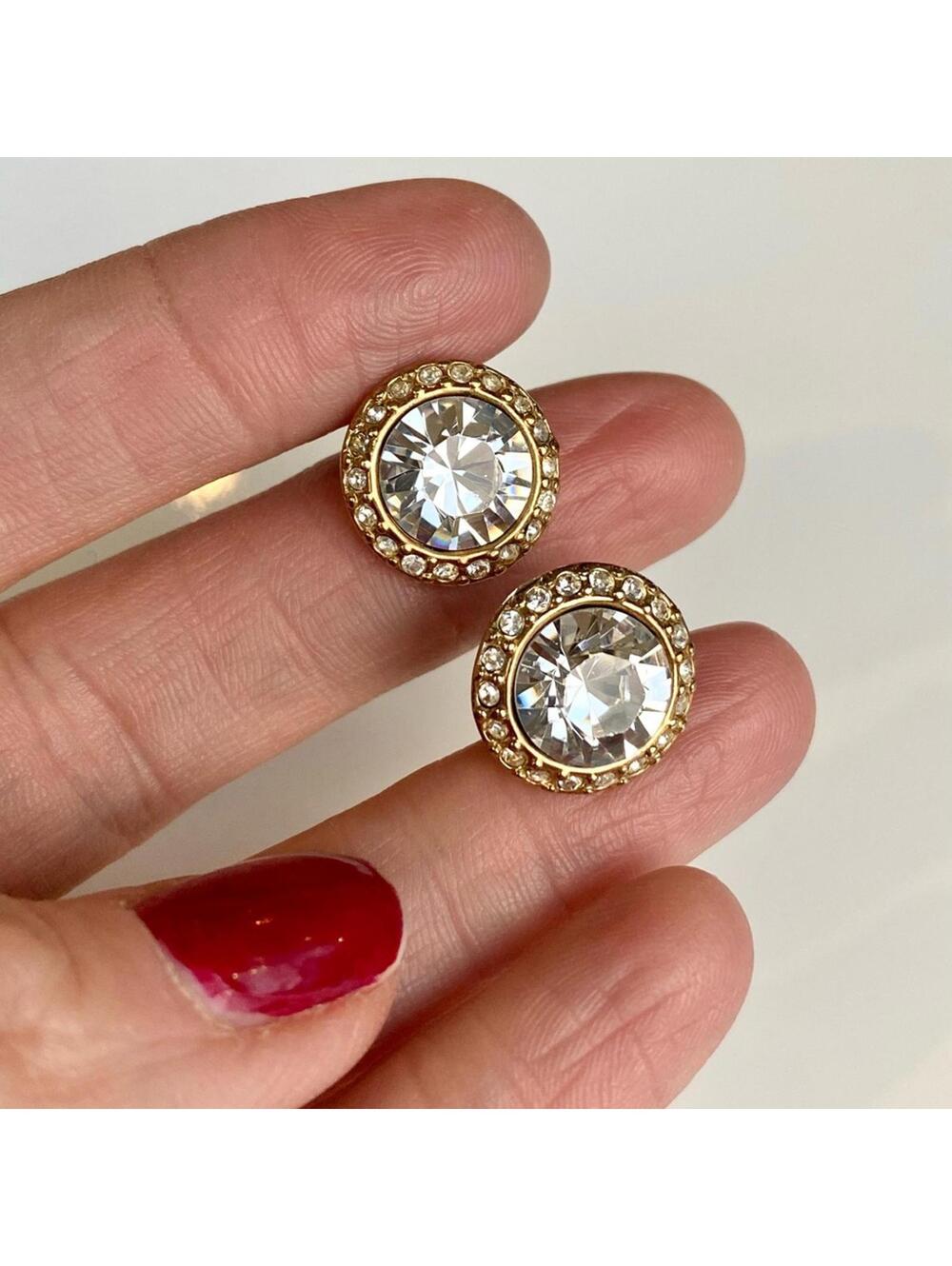 Vintage Givenchy Crystal Halo Stud Earrings